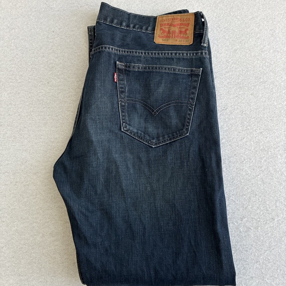 Levi's 569 Loose Straight Fit Jeans Men's Fit 36x31 Dark Wash Classic Preppy